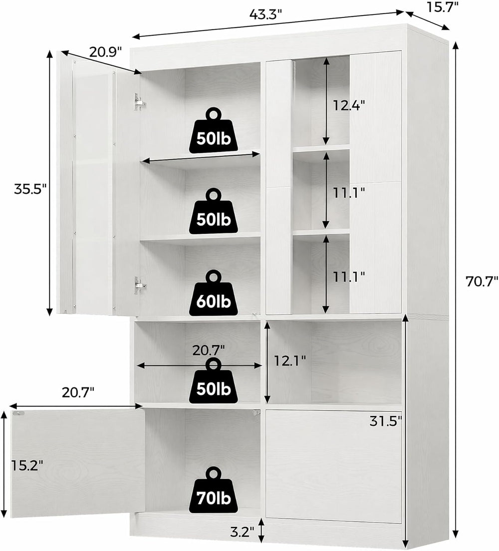 IRONCK Kitchen Pantry Cabinet, 70.7 Inch Tall Pantries, Pantry Cabinet with A...