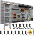 Duzzy Slatwall Panel, 4' H x 8' W PVC Slat Wall Paneling for Garage Wall Storage Organizer with Slatwall Hooks and Hangers (Grey)