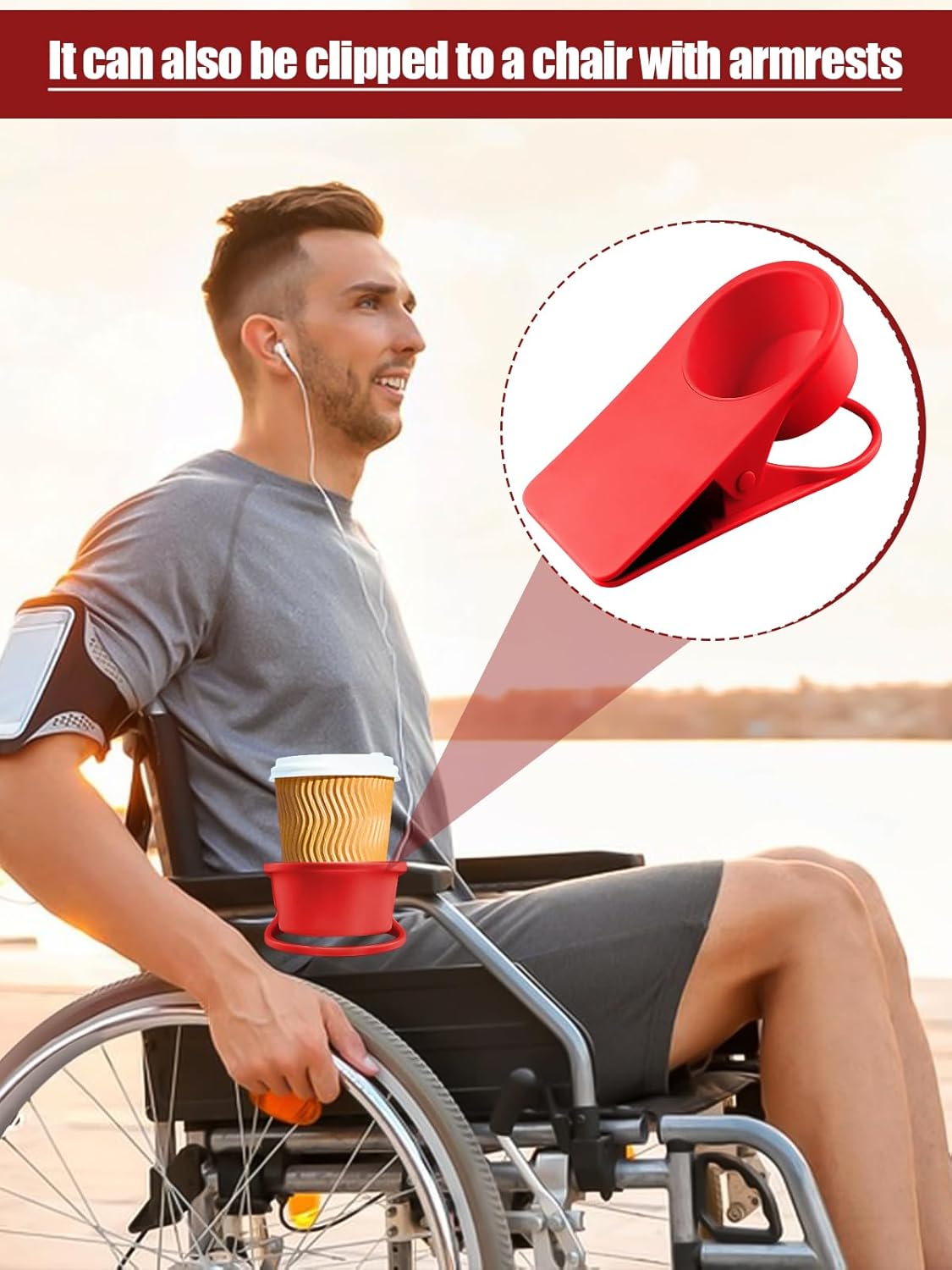 Kalolary 2-Pack Table Edge Cup Holder - Versatile Clip for Drinking Cups, Mugs & Bottles - Ideal for Home, Office & School (Red)