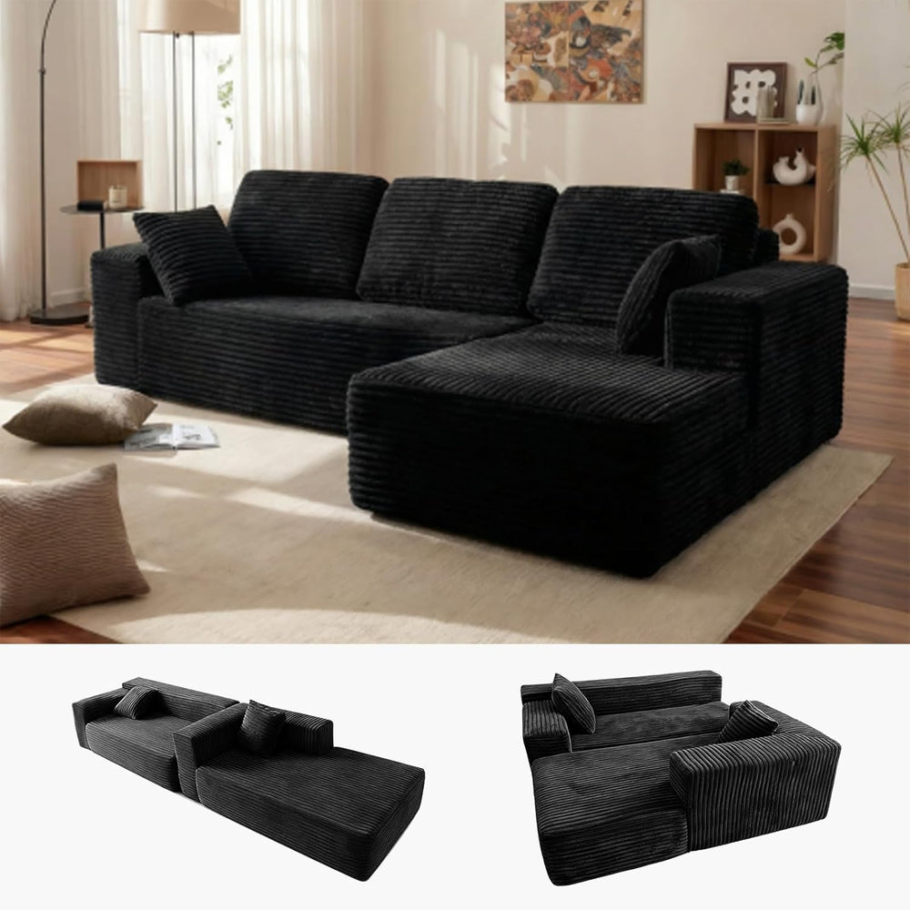 Modular L Shaped Sectional Couch, Cloud Style Sofa with Deep Seat Cushions, S...