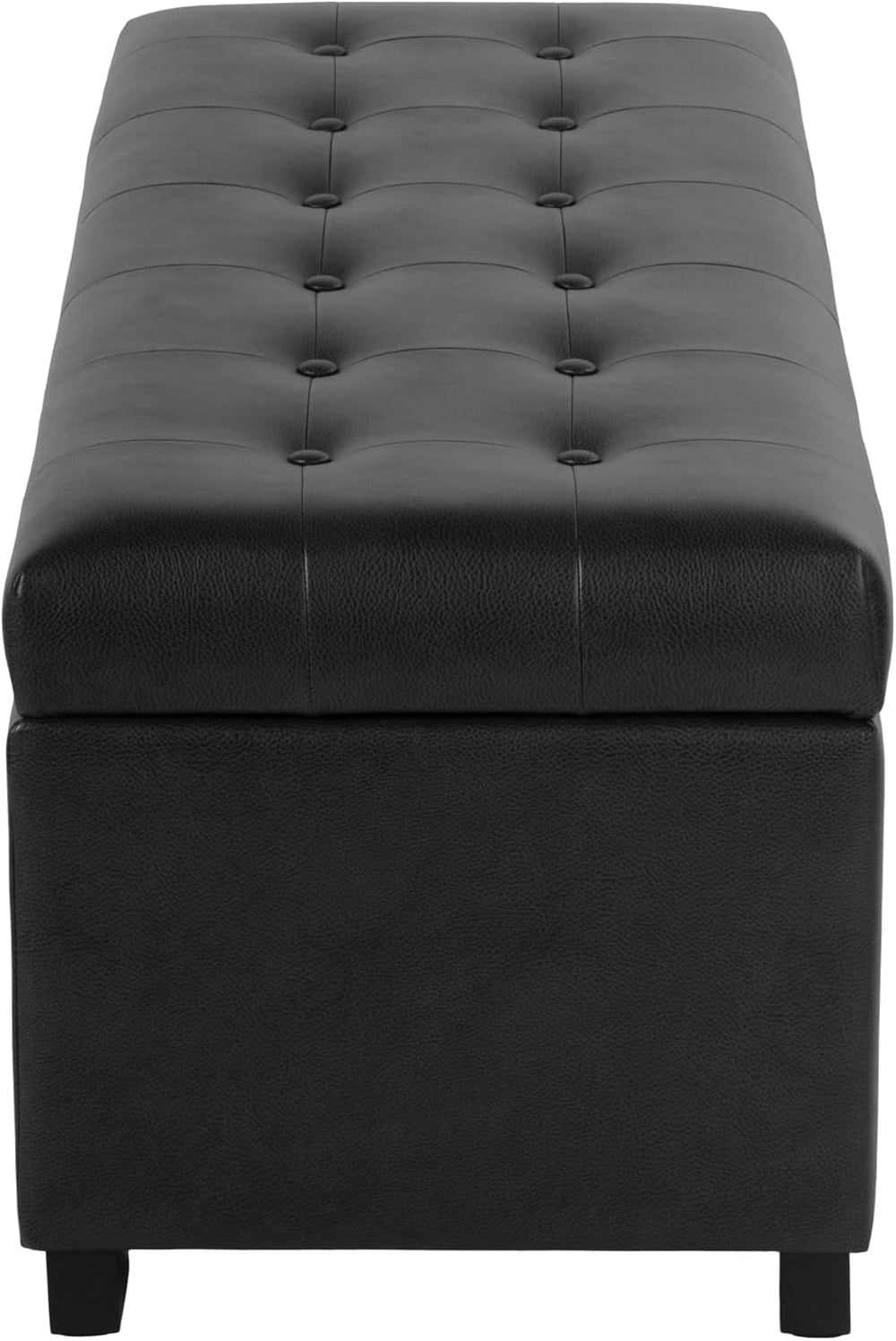 Spatial Order 46" Tufted Storage Bench - Black Faux Leather