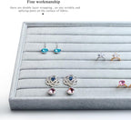 Oirlv Velvet 7 Slots Ring Earrings Studs Tray Showcase Display Jewelry Organizer