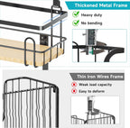 Ironing Board Holder Wall Mount, Over The Door Ironing Board Hanger with Storage Basket, Iron Holder for Hotel Rooms, Home Laundry Rooms, Utility Rooms, Closets (Black)