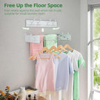 Wall Mounted Clothes Drying Rack for Laundry 23.6", Folding Clothes Drying Rack with 4 Towel Hooks and 4 Rods for Hanging Coat Dedicates, Space Saving for Bedroom Bathroom Balcony Living Room (23.6'')