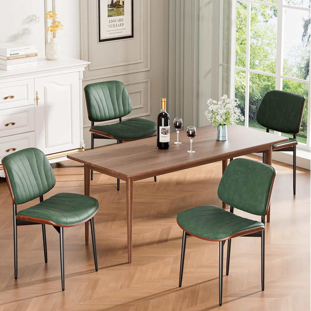 REONEY Dining Chairs Set of 4, Mid-Century Modern Kitchen Chairs, Green