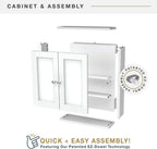 MCS 23x18 White Medicine Cabinet Organizer, Wall Mounted 2-Door Bathroom Cabinet for Over-The-Toilet Storage, Bathroom Furniture & Restroom Organizer