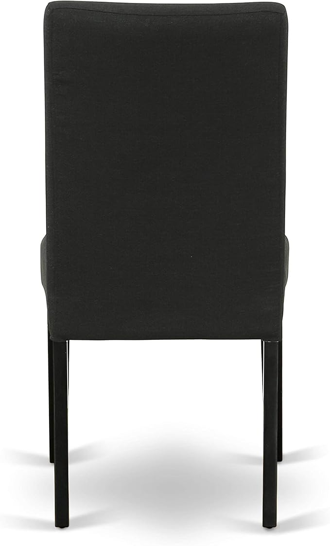 East West Furniture LGDR7-BLK-24 7 Piece Dining Table Set Consist of a Rectangle Dinner Table with Butterfly Leaf and 6 Black Color Linen Fabric Parson Chairs, 42x84 Inch, Black