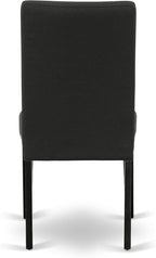 East West Furniture LGDR7-BLK-24 7 Piece Dining Table Set Consist of a Rectangle Dinner Table with Butterfly Leaf and 6 Black Color Linen Fabric Parson Chairs, 42x84 Inch, Black
