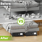 Under Bed Storage with Wheels, 2-Pack Under the Bed Storage Containers with Clear Lids & Label, Underbed Storage Bins, XXL 60L Rolling Metal Drawer for Clothes, Shoes, Toys, Books - Black