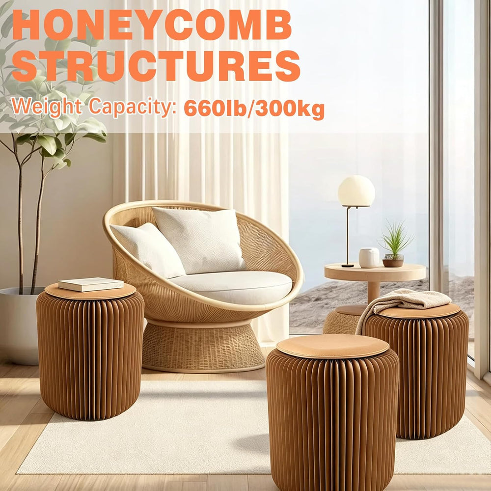 17 Inch Folding Paper Stool, 660lb Load Kraft Honeycomb Structure, 1.2" ...