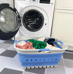 SAMMART 42L (11 gallon) Collapsible Plastic Laundry Basket - Foldable Pop Up Storage Container/Organizer - Space Saving Hamper/Basket (1, Grey/Little Boy Blue)