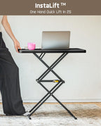 FanttikOutdoor Folding Table 2-Second One-Hand Height Adjustment, 3 Settings, Ultra-Thin 3.2" Fold, No Assembly, TV Tray Laptop Desk 28 inch, 2-Pack, Black Zeta X1 Pro