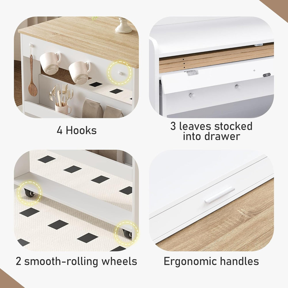 Spaco 2-in-1 Folding Dining Table and Buffet Cabinet Set,Compact Pull-Out Kit...