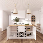 homary 59" Modern Kitchen Island with Storage & Wine Rack, Natural & White Kitchen Table with 2 Drawers, 2 Doors & Adjustable Shelves for Kitchen, Dining Room Prep Station & Organizer