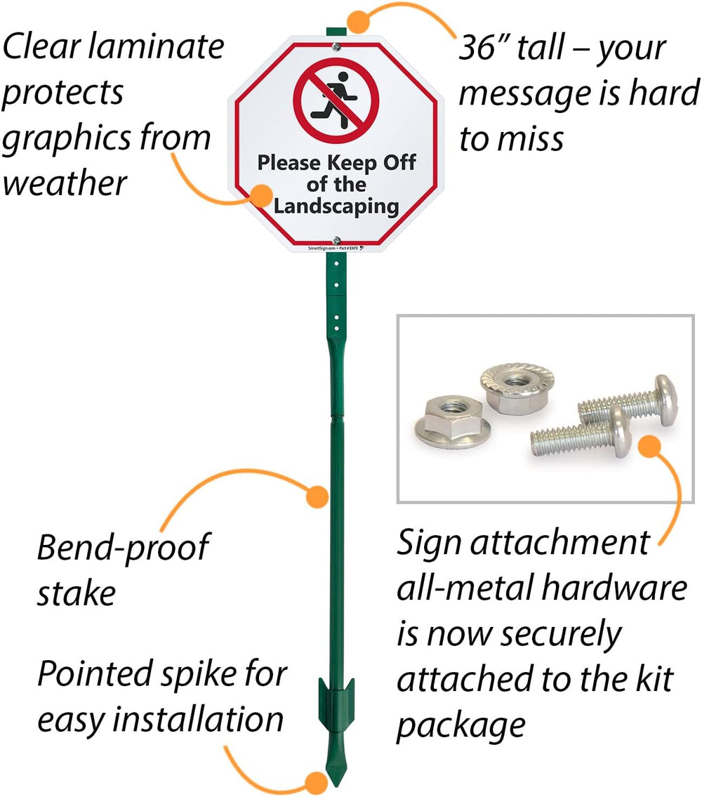 SmartSign 10 x 10 inch “Please Keep Off Of The Landscaping” LawnBoss Yard Sig...