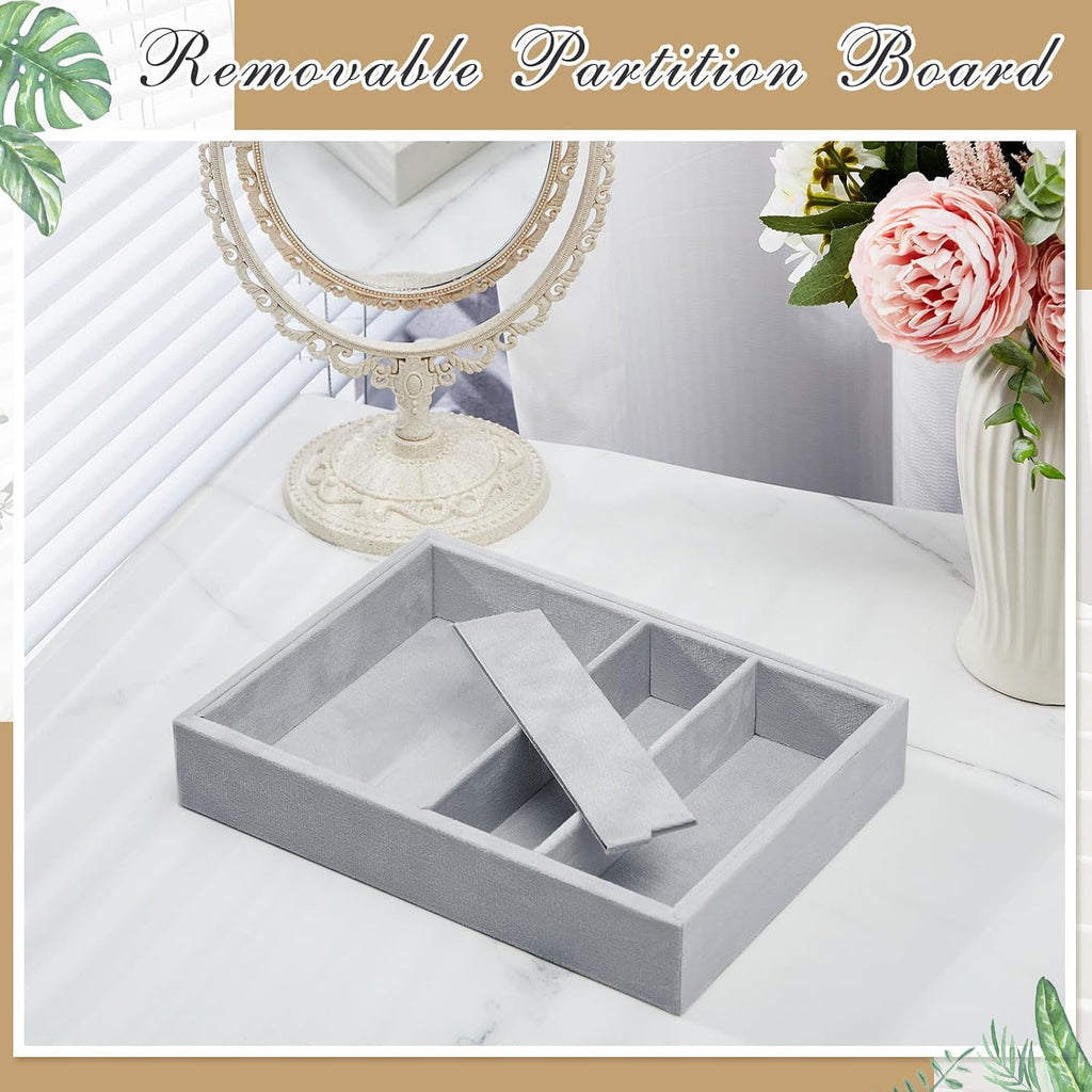4 Pcs Gray Sunglass Organizer Trays 4 Grids Velvet Glasses Holder Jewelry Display Organizer Eyeglasses Storage Box Drawer