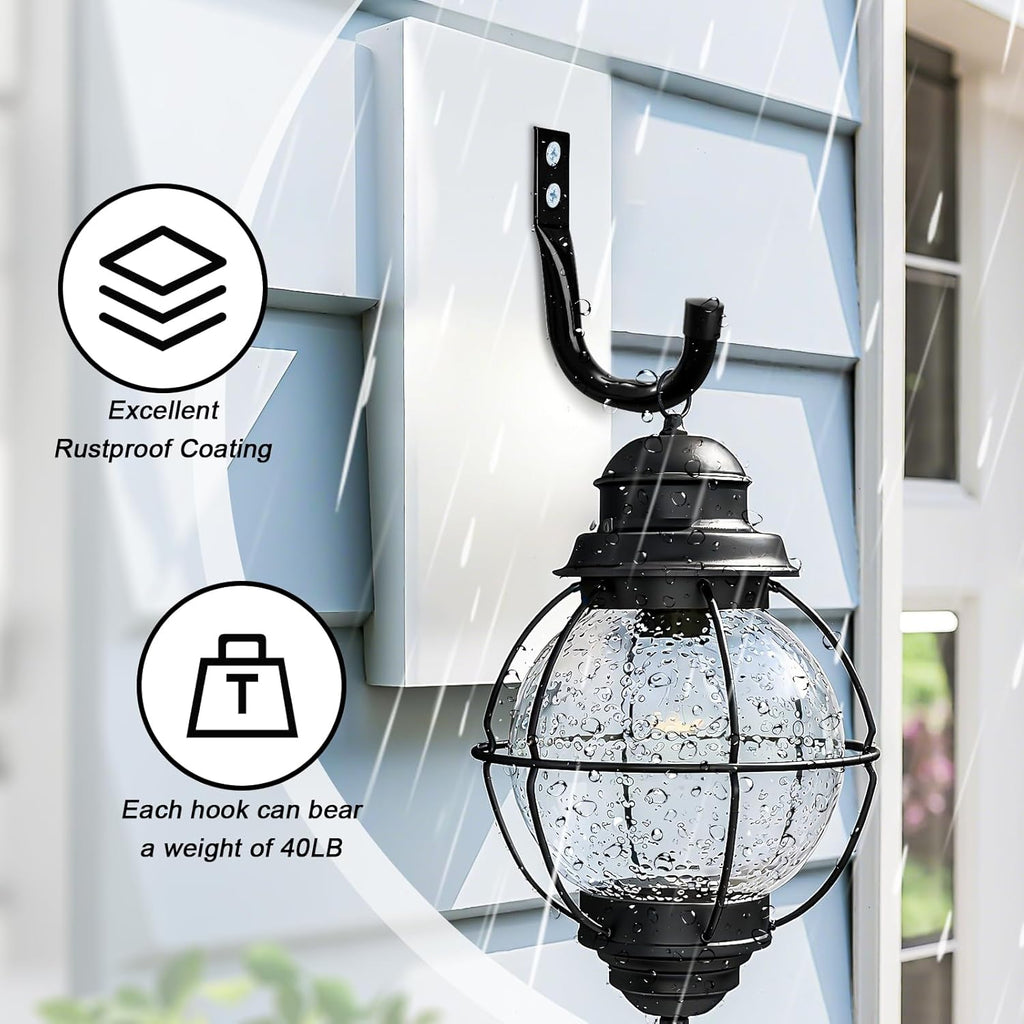 KURUI Metal Wall Hooks for Hanging Heavy Duty, 6Pcs Garage Organization and Storage Hook for Extension Cord Tool Coat Backpack Bag, Large Utility J Hooks, Black Wall Mount Hanges for Outdoor Indoor