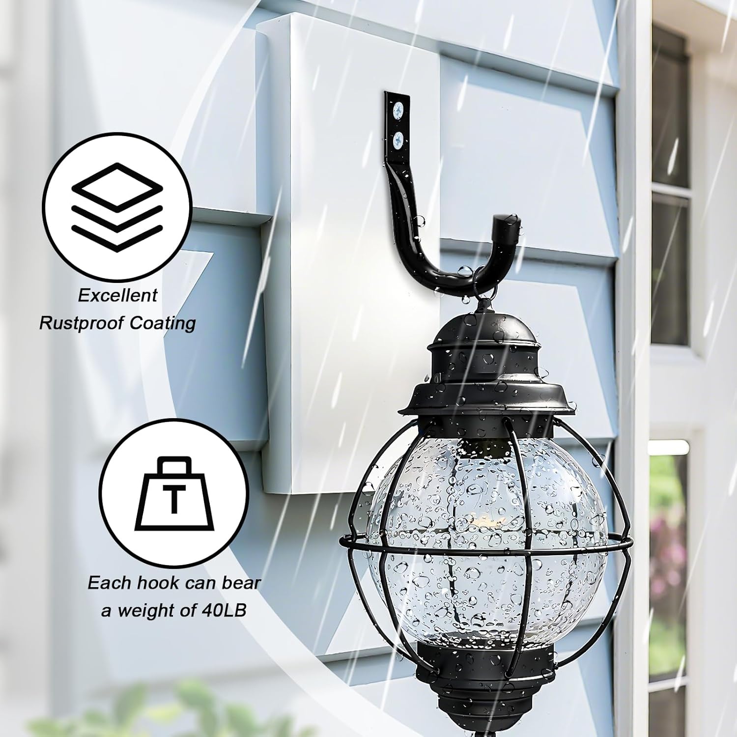 KURUI Metal Wall Hooks for Hanging Heavy Duty, 6Pcs Garage Organization and Storage Hook for Extension Cord Tool Coat Backpack Bag, Large Utility J Hooks, Black Wall Mount Hanges for Outdoor Indoor