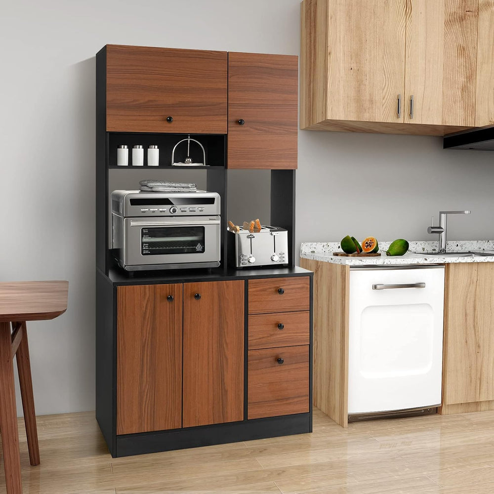 Giantex Kitchen Pantry, Buffet Hutch with 3 Storage Cabinet, 71'' Flo...