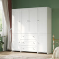 VOWNER 71" Armoire Wardrobe Closet with Drawers and Mirror, 6 Doors | Clothing Storage Cabinet with Hanging Rod, Wardrobe Cabinet for Bedroom, Large Capacity Storage
