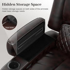 Recliner Sofa, 3 Seater Manual Reclining Sofa with 2-Tier Cushion, Reclining Couches for Living Room with Removable Console, Hidden Storage Space, Cup Holders - Brown