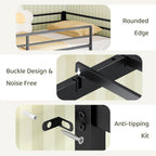 Bonnlo Bunk Bed Twin Over Twin with 3 Storage Drawers, 3 Tier Book Shelf, Bunk Bed with LED Lights, Charging Station, Inclined Ladder, Suitable for Kids & Teens, Space Saving (Black)