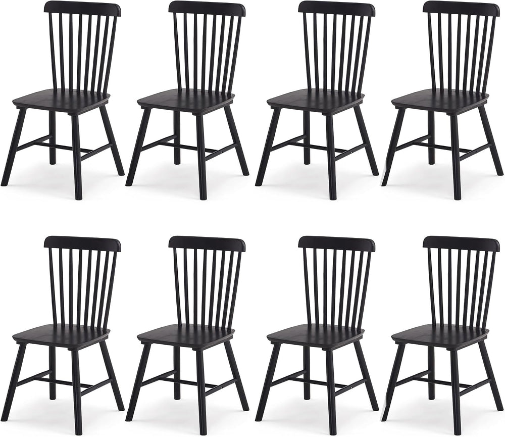 Dining Chairs Set of 8, Farmhouse Solid Wood Windsor Kitchen Chairs Set with ...