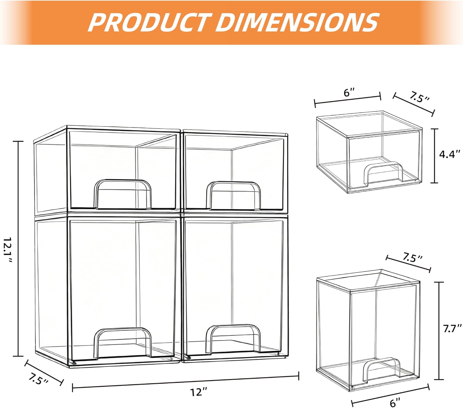 Baby Bottle Organizer, 4 Pack Bottle Storage Organizer Baby with Labels, Clear Stackable Storage Drawers for Bottles, Nipples, Pump Parts, Bottle Station Organizers for Countertop and Cabinet