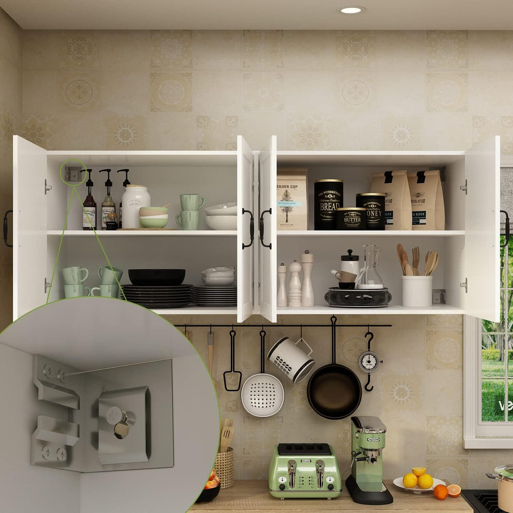 AIEGLE Large Kitchen Pantry Cabinet Set with Wall Mounted Storage Sideboard, ...