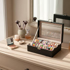 Bracelet Display Stand with Transparent Lid Display Jewelry Storage Box Suitable for Bracelets and Watches for Men and Women with Removable Frame Glass and Safety Lock