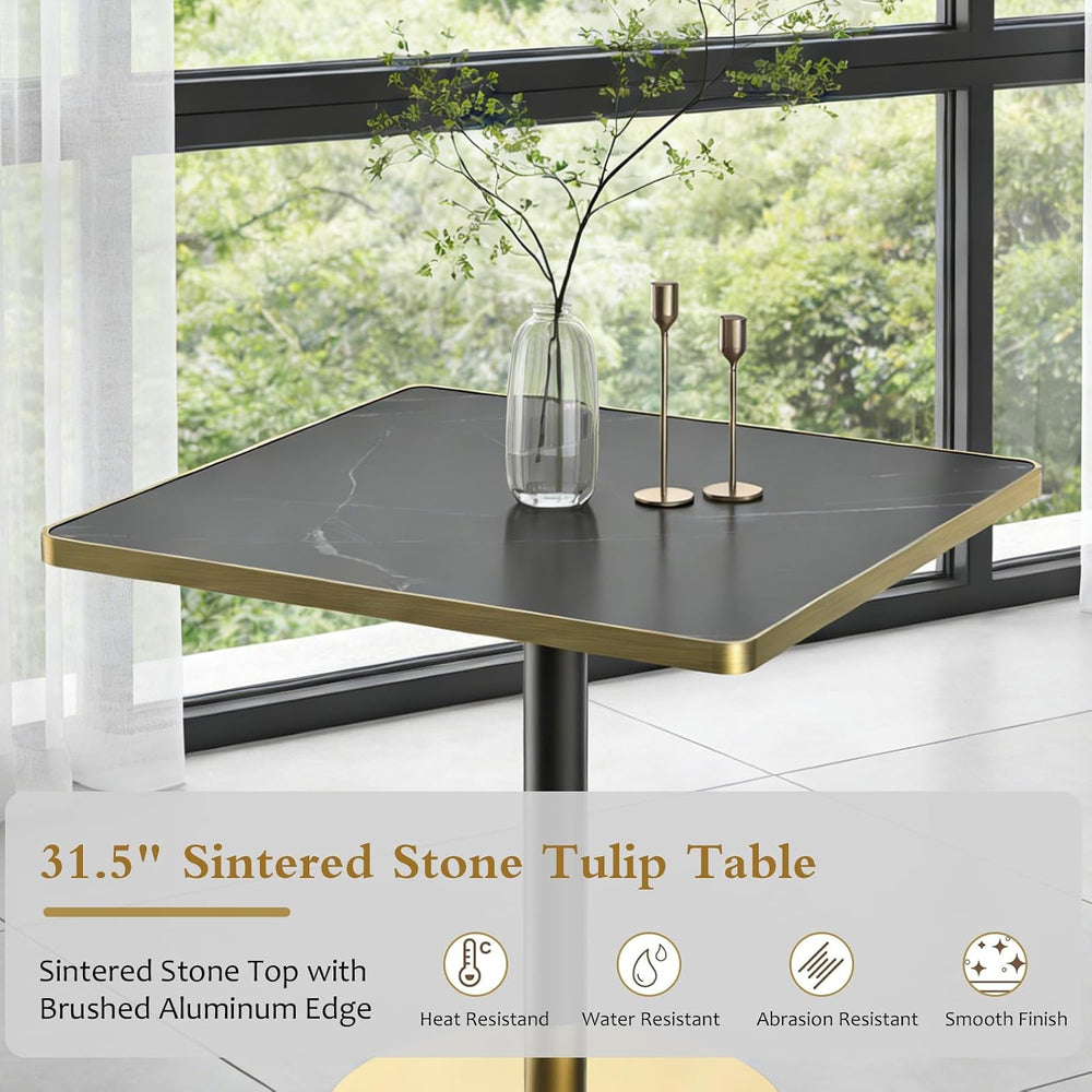 SSLine Square Dining Table for 2 Modern Luxury Marble Sintered Stone Kitchen ...