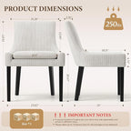 COLAMY Upholstered Dining Chairs Set of 6 with Mid Back and Wood Legs, Modern Accent Side Chairs for Living Room/Dining Room-Beige