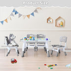 DOREROOM Toddler Table and 4 Chairs Set, Height Adjustable Kids Table and Chair Set, 31.5''L x 23.6''W, Marble Pattern & Graffiti Desktop, Children Multi-Activity Table for Home/Daycare/Classroom