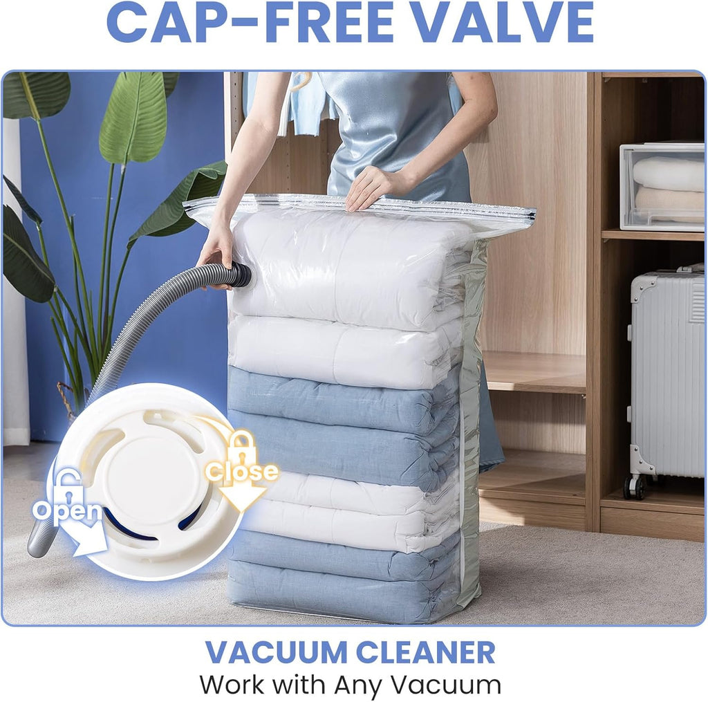 8 Pack Vacuum Storage Bags, Cube Combo (3 Jumbo+5 Medium), Vacuum Seal Bags for Clothing, Bedding, Blanket, Space Saving Closet Organization