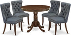 East West Furniture ANDA5-AWA-13 5 Piece Kitchen Table & Chairs Set Contains a Round Dining Table with Pedestal and 4 Polyester Fabric Parson Chairs, 36x36 Inch, Antique Walnut