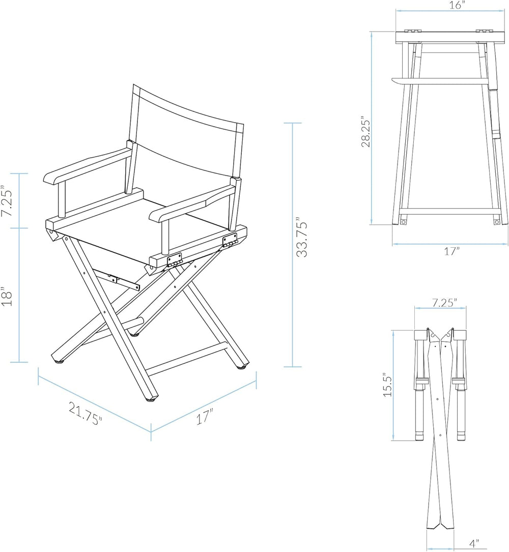 Casual Home Director's Chair ,Black Frame/Black Canvas,18" - Classic...