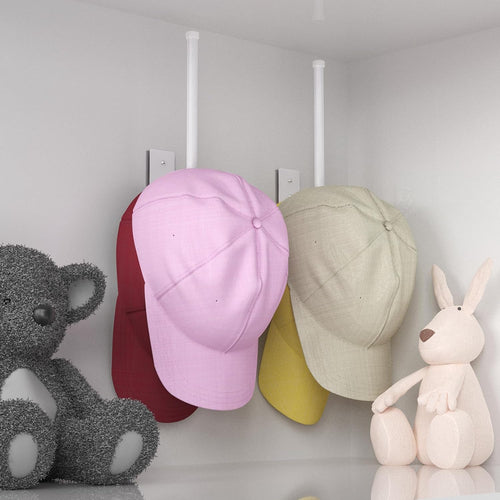2 Pack White Hat Racks for Baseball Caps, Stainless Steel Hat Organizer for Baseball Cap, Hat Holder Storage Organizer, Hat Hanger Strong Adhesive/Wall Drilled for Door, Bedroom, Closet(8.26 in)
