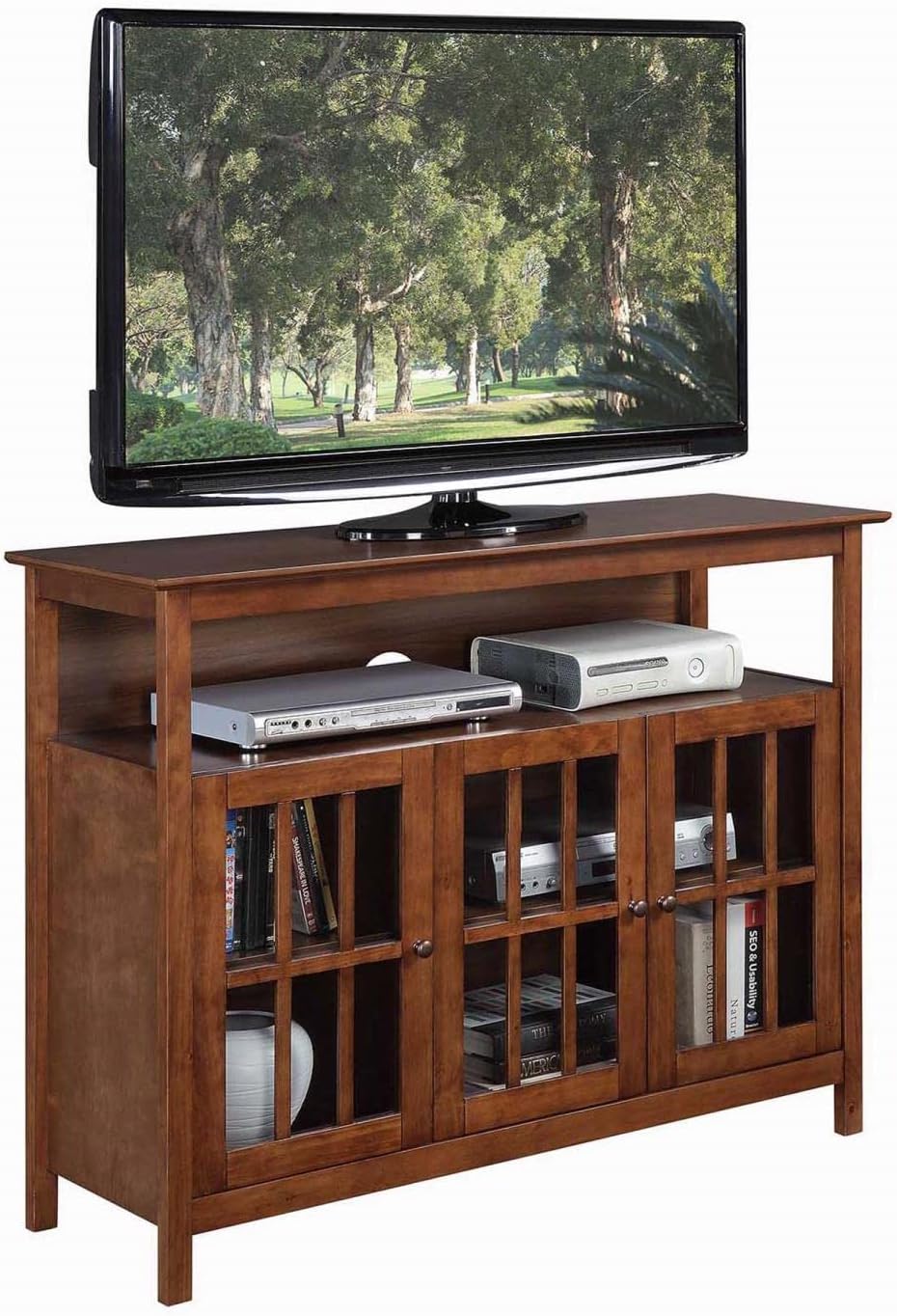 Convenience Concepts Big Sur Deluxe TV Stand with Storage Cabinets and Shelf ...