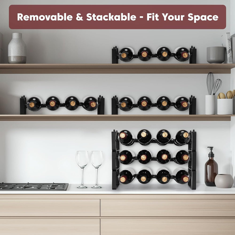 Stackable Countertop Wine Rack, 12 Wine Bottles Holder for Inside Cabinet | I...