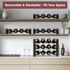 Stackable Wine Rack Countertop, Sturdy Bottle Holder Freestanding for Cabinet, 3 Tier Small Tabletop Wine Holder Stand, Wire Bottle Rack Metal Storage Organizers