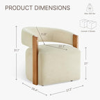 Upholstered Dining Chairs Set of 2, Barrel Modern Dining Room Chairs with Casters, Kitchen Side Wooden Armchair with Fabric Cushion Seat for Bedroom, Livingroom, Reading Room, Sand, 2 Boxs