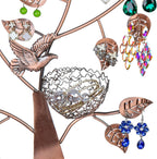 MyGift 14-Inch Modern Bronze Jewelry Organizer Tree with Bird Nest – Holds 48 Earrings, Necklace & Bracelet Stand, Metal Tabletop Display for Rings, Trinkets – Decorative Storage for Home Décor
