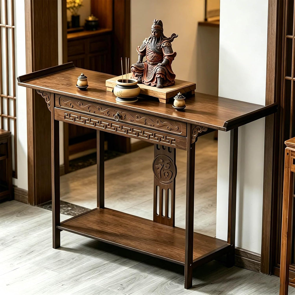 Altar Table Personal Meditation Shrine,with Storage Pooja Cabinet Altar Suppl...