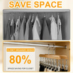 Closet Organizer with 10 Clips, 2 Pack Wooden Hanging Storage Hanger, Space Saving Multifunctional Rack for Ties, Scarves, Hats & Small Accessories