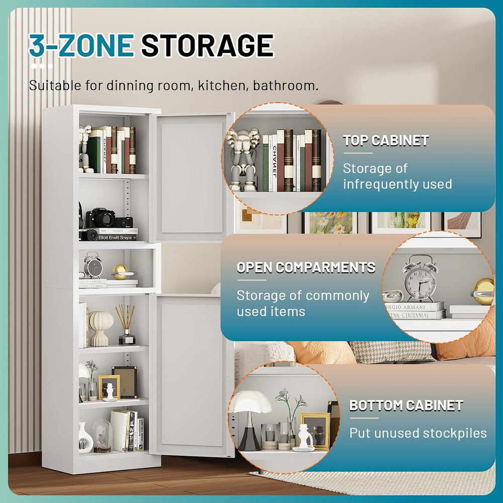 Eltean 67" Tall Narrow Storage Cabinet,Bathroom Cabinets | Narrow Pantry...