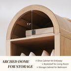 IFGET 71" Tall Arched Shoe Storage Cabinet, 8 Tiers 16 Pairs Wooden Shoe Rack with 3 Adjustable Shelves, Freestanding Shoe Closet Shelf Organizer for Entryway, Hallway, Living Room (Natural)