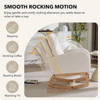 Rocking Chair Nursing with Footrest, Rocker (White Teddy) | teddy upholstery, high-density foam, adjustable footrest, soft cushion, button tufted design, silent non-slip pads