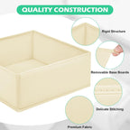 Drawer Clothing Organizer 16-Pack, Beige 3-Size Underwear Drawer Dividers, Fabric Folding Wardrobe Organizer for Baby Clothes, Bras, Underwear, Panties, Belts, Socks, Ties, etc.