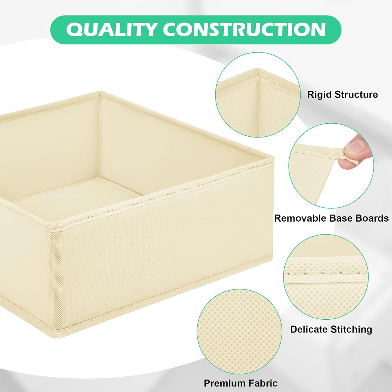 Drawer Clothing Organizer 16-Pack, Beige 3-Size Underwear Drawer Dividers, Fabric Folding Wardrobe Organizer for Baby Clothes, Bras, Underwear, Panties, Belts, Socks, Ties, etc.