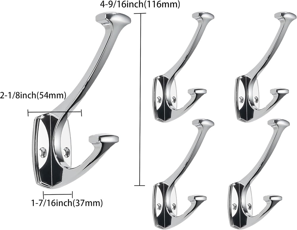 Polished Chrome Hooks Wall Mounted Decorative Solid Heavy-Duty Coat Hooks for...